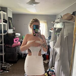 SHEIN Backless White Dress with Elegant Design